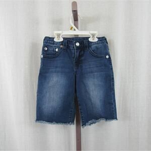 True Religion Girls Size 7 Denim Bermuda Shorts Frayed Hems